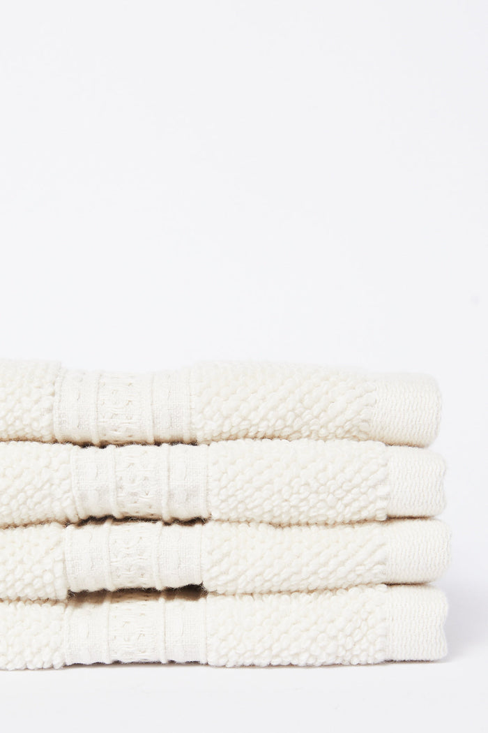Redtag-Beige-Textured-Cotton-Face-Towel-Set-(4-Piece)-Category:Towels,-Colour:Beige,-Deals:New-In,-Dept:Home,-Filter:Home-Bathroom,-HMW-BAC-Towels,-New-In-HMW-BAC,-Non-Sale,-S23A,-Section:Homewares-Home-Bathroom-