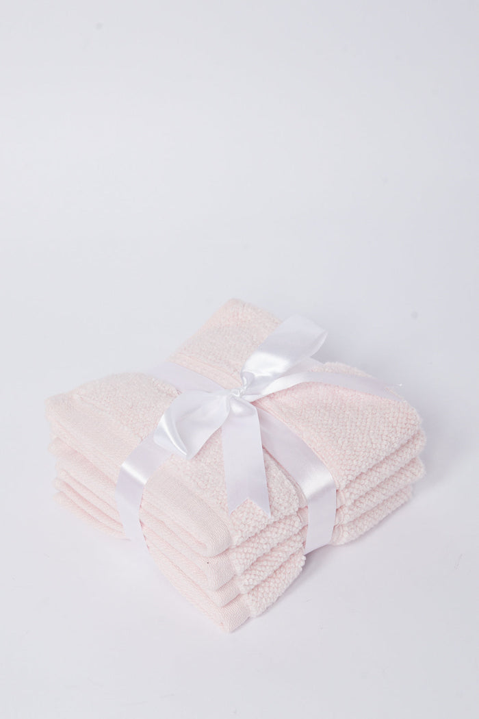Redtag-Pink-Textured-Cotton-Face-Towel-Set-(4-Piece)-Category:Towels,-Colour:Pink,-Deals:New-In,-Dept:Home,-Filter:Home-Bathroom,-HMW-BAC-Towels,-New-In-HMW-BAC,-Non-Sale,-S23A,-Section:Homewares-Home-Bathroom-