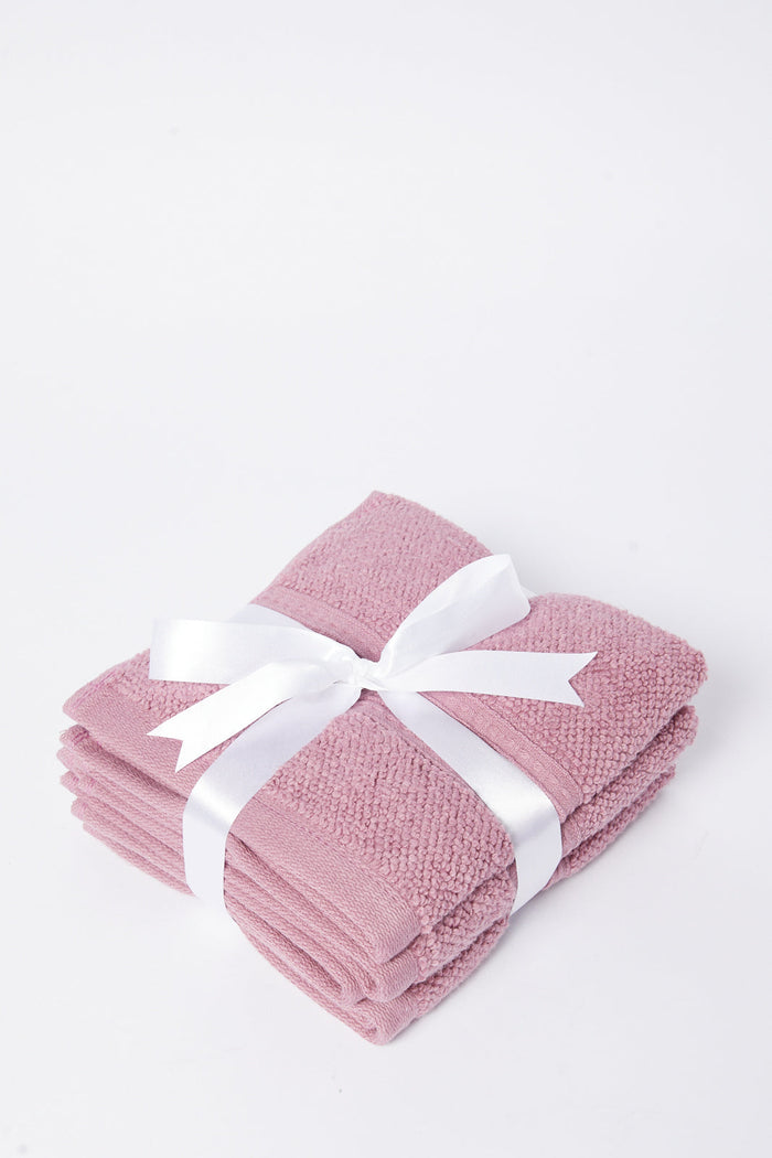 Redtag-Purple-Textured-Cotton-Face-Towel-Set-(4-Piece)-Category:Towels,-Colour:Purple,-Deals:New-In,-Dept:Home,-Filter:Home-Bathroom,-HMW-BAC-Towels,-New-In-HMW-BAC,-Non-Sale,-S23A,-Section:Homewares-Home-Bathroom-