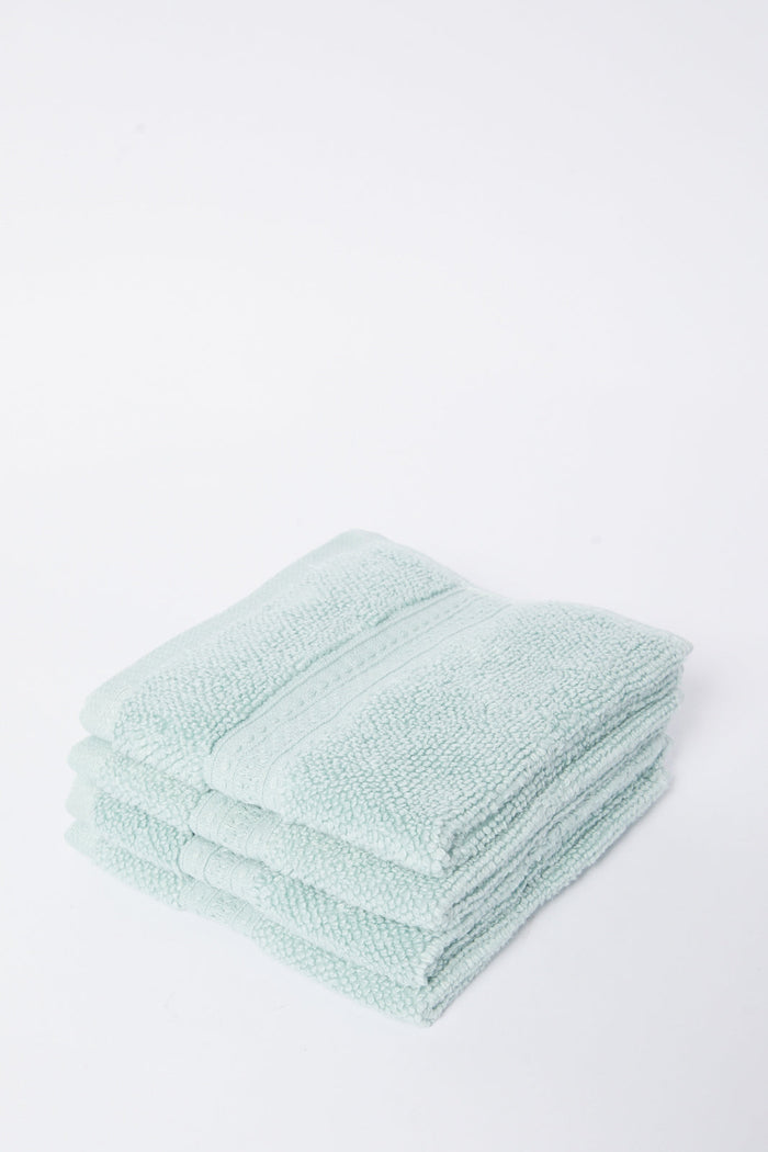 Redtag-Mint-Textured-Cotton-Face-Towel-Set-(4-Piece)-Category:Towels,-Colour:Mint,-Deals:New-In,-Dept:Home,-Filter:Home-Bathroom,-HMW-BAC-Towels,-New-In-HMW-BAC,-Non-Sale,-S23A,-Section:Homewares-Home-Bathroom-