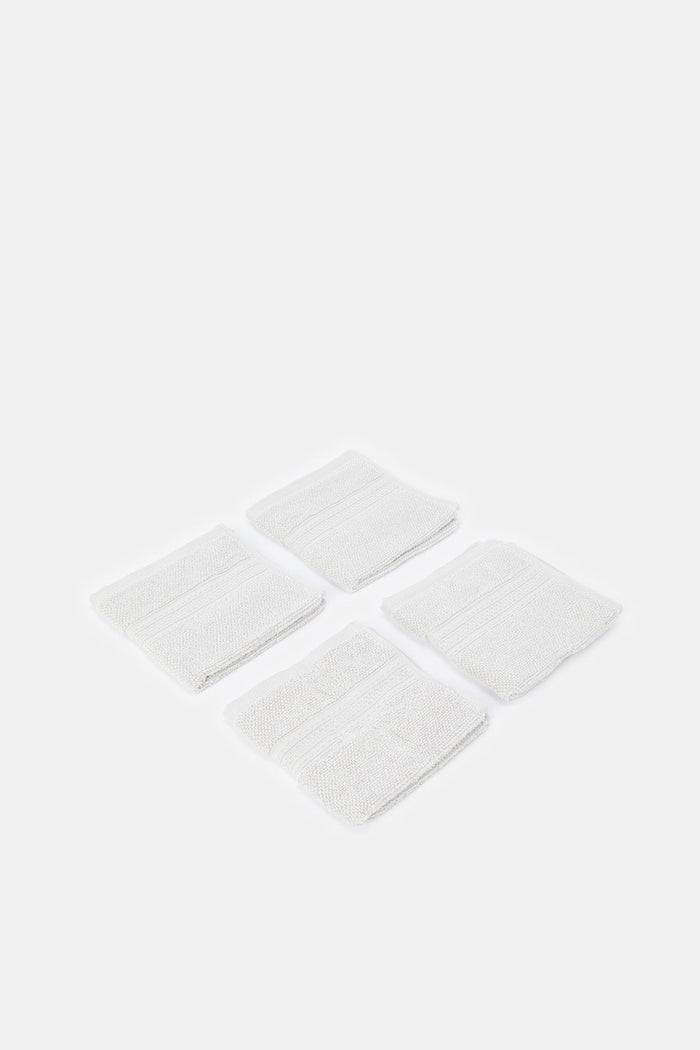 Redtag-Light-Grey-Textured-Cotton-Face-Towel-Set-(4-Piece)-Category:Towels,-Colour:Grey,-Deals:New-In,-Filter:Home-Bathroom,-H1:HMW,-H2:BAC,-H3:TOW,-H4:FAC,-HMW-BAC-Towels,-HMWBACTOWFAC,-New-In-HMW-BAC,-Non-Sale,-ProductType:Face-Towels,-Season:W23A,-Section:Homewares,-W23A-Home-Bathroom-