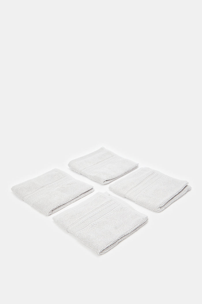 Redtag-Light-Grey-Textured-Cotton-Face-Towel-Set-(4-Piece)-Category:Towels,-Colour:Grey,-Deals:New-In,-Filter:Home-Bathroom,-H1:HMW,-H2:BAC,-H3:TOW,-H4:FAC,-HMW-BAC-Towels,-HMWBACTOWFAC,-New-In-HMW-BAC,-Non-Sale,-ProductType:Face-Towels,-Season:W23A,-Section:Homewares,-W23A-Home-Bathroom-